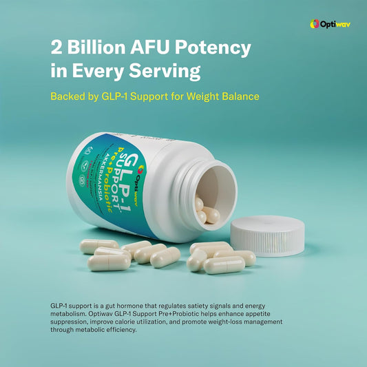 Optiwav GLP-1 Support Weight Loss Pre + Probiotic Akkermansia Supplement