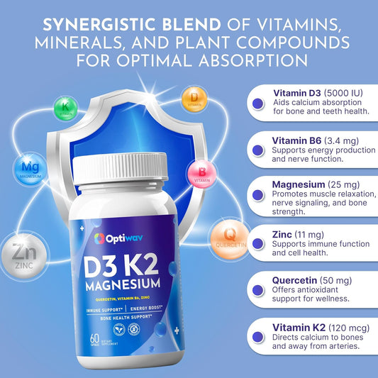 Optiwav Vitamin D3 K2 Magnesium Supplement