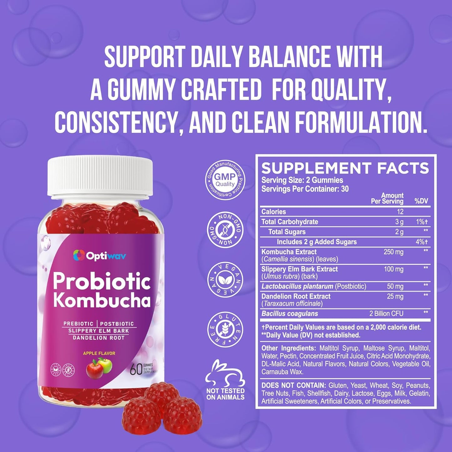 Optiwav Probiotic Kombucha Gummies