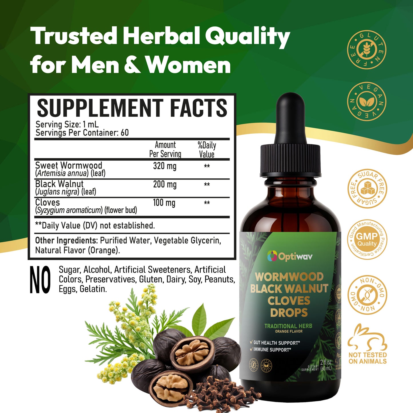 Wormwood Black Walnut Cloves Liquid Drops