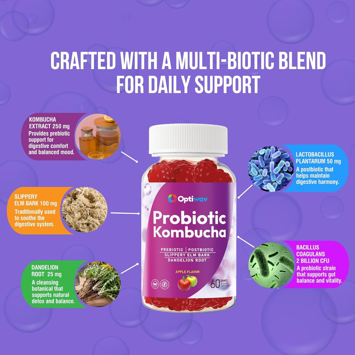 Optiwav Probiotic Kombucha Gummies
